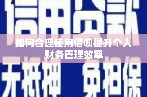 内埔如何合理使用借呗提升个人财务管理效率