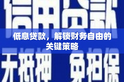 内埔低息贷款，解锁财务自由的关键策略