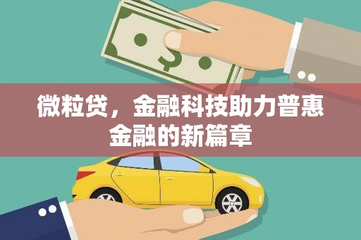 内埔微粒贷，金融科技助力普惠金融的新篇章