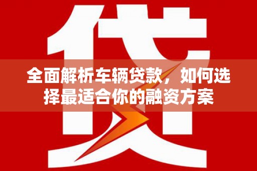 内埔全面解析车辆贷款，如何选择最适合你的融资方案